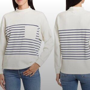 Madewell Striped Mock Neck Sweatshirt Pullover with Pocket‎ Casual Comfy